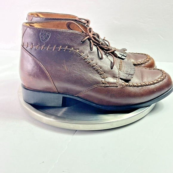 Ariat Boot Women 8.5 Brown Montana Lace Up Kiltie Western Ankle Leather Stitched - Picture 1 of 13